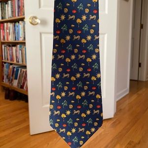 Ferragamo Silk Navy tie with nature pattern